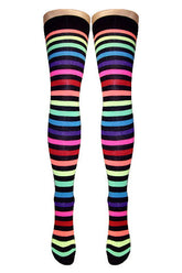 Rainbow With Black Stripes Over Knee Socks (Made In Italy)